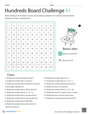 Solve the Hundreds Board Challenge Worksheet
