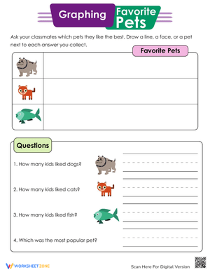 Graphing Favorite Pets Data Worksheet