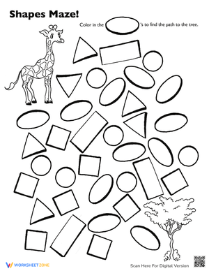 Solve the Giraffe Shape Maze Worksheet