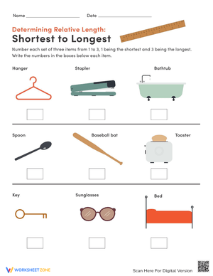 Introduction to Measuring Length Worksheet