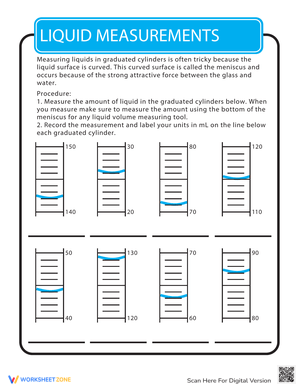 Reading Graduated Cylinder Measurements Worksheet