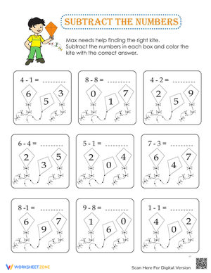 Subtraction Practice Worksheet: Subtract the Numbers