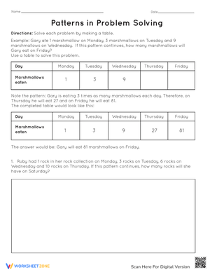 Patterns in Problem Solving Worksheet
