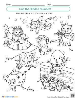Find Nursery Rhyme Numbers Worksheet