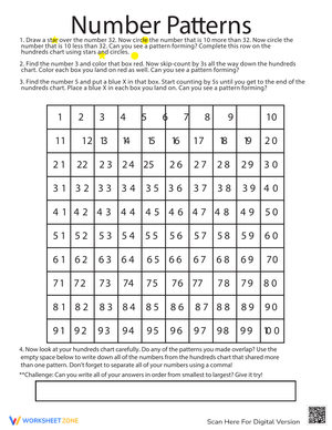 Number Patterns Chart Worksheet