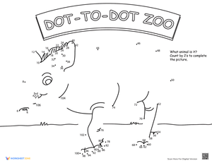 Skip Counting Dot to Dot Tapir Worksheet