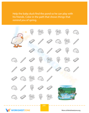 Follow the Spring Path Maze Worksheet