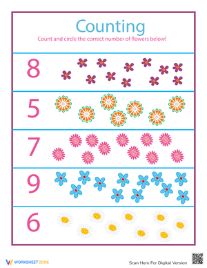 Flower Counting Worksheet