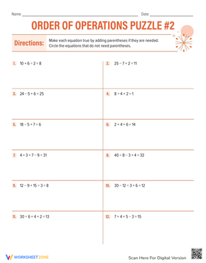 Engaging Order of Operations Puzzle Worksheet