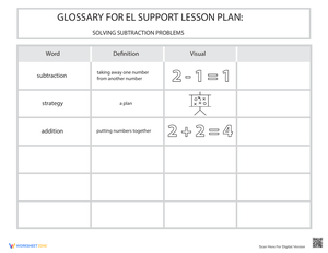 Solving Subtraction Problems Worksheet