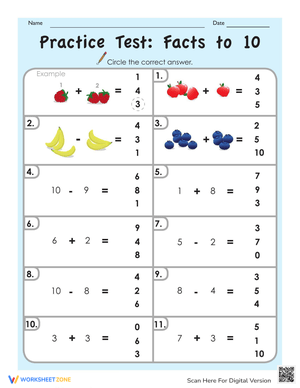 Practice Test: Facts to 10