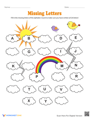 Alphabet Clouds - Find the Missing Letters