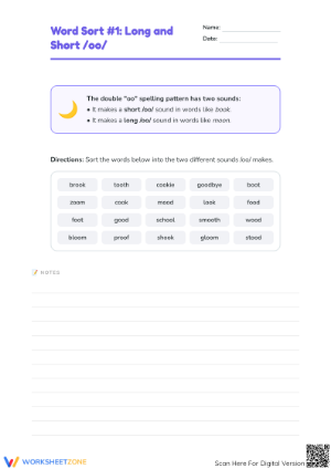 Essential Long and Short /oo/ Word Sort | Grade 3