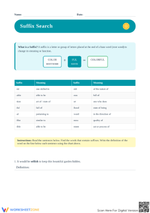Suffix Practice Worksheet | Grade 4 Printable ELA