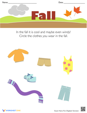 Seasonal Clothing Worksheet: Fall Edition