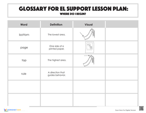Word Definition and Visual Worksheet