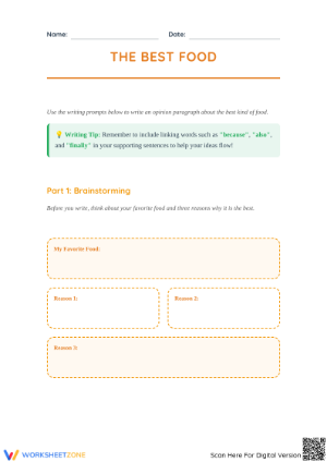 Grade 2 Opinion Writing: The Best Food | Essential