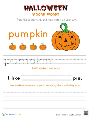 Halloween Sight Words: Pumpkin Themed Worksheet