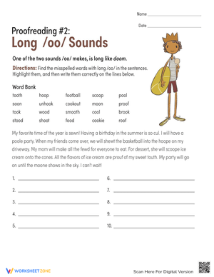 Proofreading #2: Long /oo/ Sounds