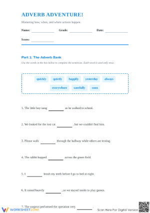 Printable Adverbs Worksheet | Essential Grade 4 English