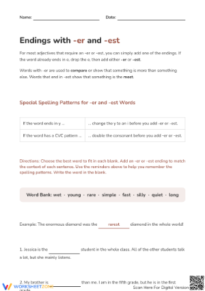 Comparative Adjectives Worksheet | Grade 3 ELA Printable