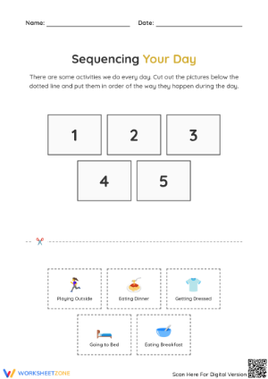 Sequencing Your Day Printable Worksheet | Preschool ELA