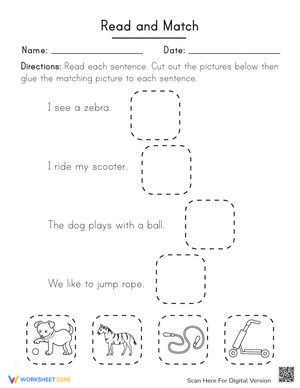 Read and Match Worksheet