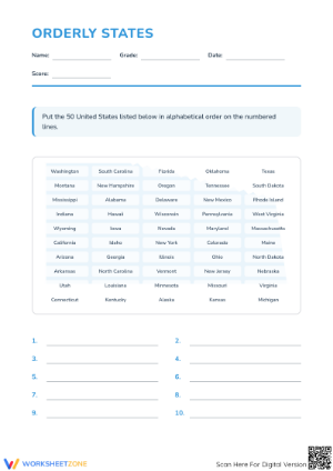 Grade 3 Alphabetical Order — Printable No-Prep Worksheet