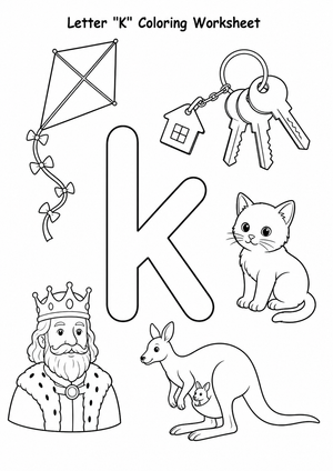 Printable Letter K Coloring Worksheet | Grade K ELA