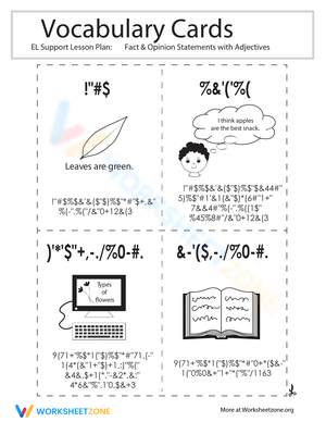 Vocabulary Cards: Fact and Opinion