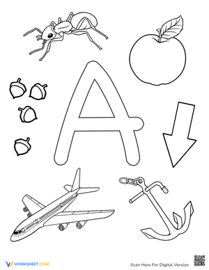 Alphabet Learning with Objects Starting with 'A'