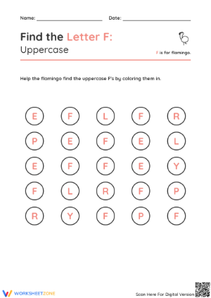 Printable Letter F Worksheet | Grade K ELA