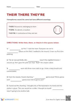Essential Their, There, and They're Worksheet | Grade 4-5