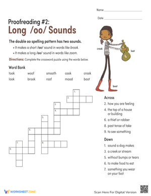 Long and Short /oo/ Crossword Puzzle