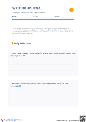 Creative Writing Journal Prompts | Grade 4-5 Essential