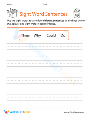 Sight Word Sentence Building for Kids