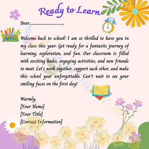 Letter from Teacher: Ready to Learn