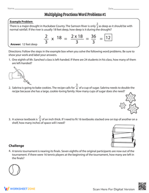 Multiplying Fractions Word Problems