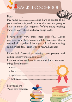 Welcome Back to School Letter