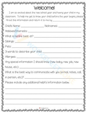 Back to School Letter