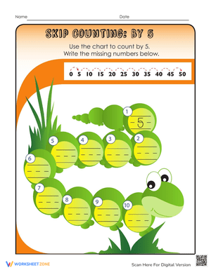 Skip Counting: Count by Fives Worksheet