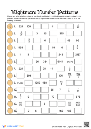 Nightmare Number Patterns Activity
