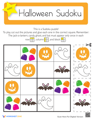 Halloween Sudoku for Kindergarten