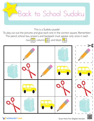 School Sudoku for Kindergarten