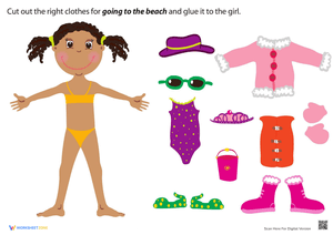 Beach Girl Paper Doll Worksheet