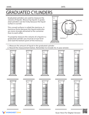 Using a Graduated Cylinder Worksheet