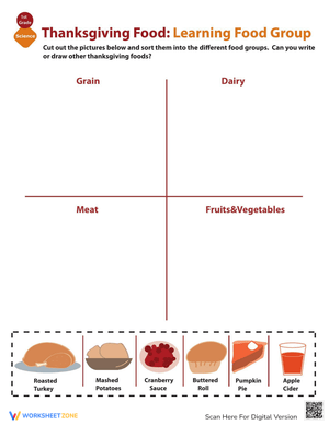 Learn Food Groups Thanksgiving Worksheet