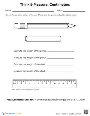 Measure with Centimeters Worksheet
