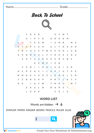 Back to School Word Search