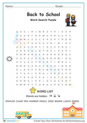 Fun Back to School Word